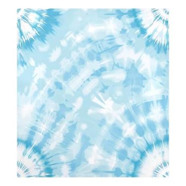 Imagem de Qilmy Capa de ímã de lava-louças azul claro tie-dye 58 x 66 cm capas decorativas de geladeira para porta frontal adesivo magnético para máquina de lavar louça painel de geladeira decalque para