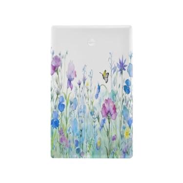 Imagem de Wassud Campo de flores em aquarela (2) placa de cobertura de interruptor de luz, 1 capa de tomada em branco placa de parede decorativa decoração de casa sala de estar quarto