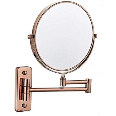 Imagem de YYBOES Espelho de maquiagem, espelho cosmético montado na parede, espelho giratório de parede de 20 cm, espelho de maquiagem de cosméticos para barbear dobrável estendido - bancada de ampliação 3X/1X