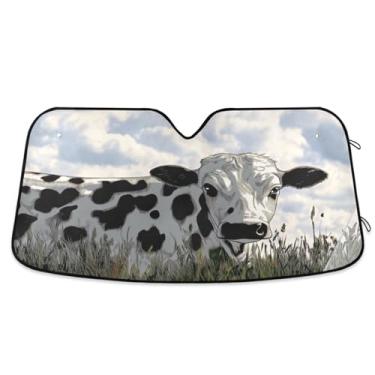 Imagem de Burbuja Para-brisa dianteiro, protetor solar dobrável de vaca leiteira, bloco de raios UC e calor, mantenha seu veículo fresco para caminhões SUV, 144 x 80 cm