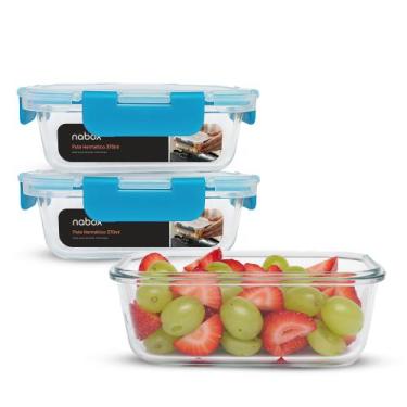 Imagem de 3un Potes De Vidro Herméticos Retangulares Mega Travas 370ml - U4HOME,