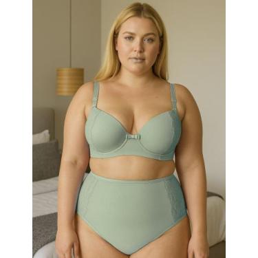 Imagem de Conjunto Plus Size Sutiã Reforçado Bojão e Calcinha Cós Alto - c7 DANI