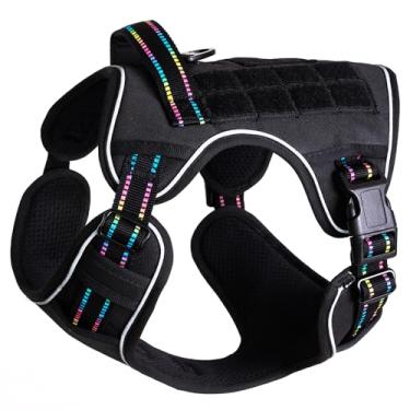 Imagem de Coleira Tática para Cães Ajustável Colete Reflexivo com Alça Pet Reforçado Anti-Puxão Clipe Frontal Passeio Treinamento Malha Respirável Ventilação Caminhada Confortável Corrida