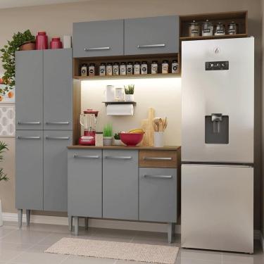 Imagem de Armário de Cozinha Completa 229cm Rustic/Cinza Emilly Madesa 18XA