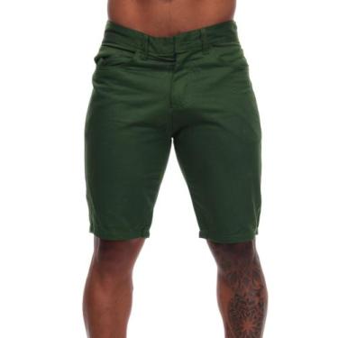 Imagem de Bermuda Masculina Sarja Sport Fino Volgue Alfaiataria Elastano, Verde 