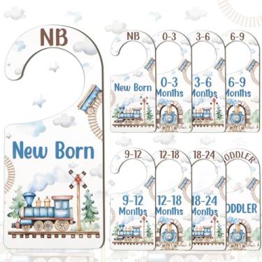 Imagem de CORNER LACE Divisórias de armário de bebê, 8 peças, tema retrô de madeira, frente e verso, cabide/organizador de roupas de recém-nascido a criança para decoração de berçário, chá de bebê, aniversário