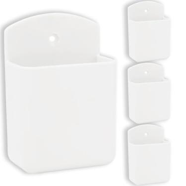 Imagem de KYIEN Pacote com 4 suportes autoadesivos para controle remoto para TV e ar-condicionado, organizador de caixa de armazenamento de parede