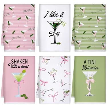 Imagem de Hahafelt 6 peças de toalhas de cozinha martini presentes de festa de martini bar engraçado toalhas de mão decorativas para mulheres homens coquetel barman panos de chá decoração de bar 60 x 40 cm