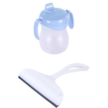 Imagem de Kit 1 Rodo de pia Branco e 1 Garrafa Plástica Infantil Azul 310ml