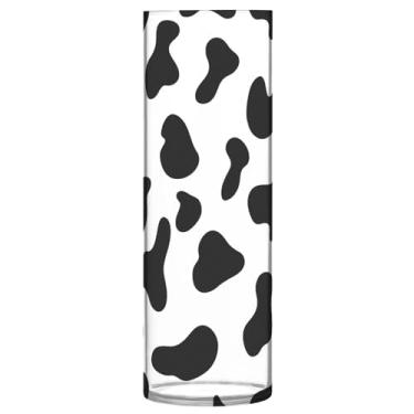 Imagem de JUZIHAI Vaso com estampa de vaca para flores 9,9 cm x 30 cm Cilindro de plástico moderno vaso de flores para centro de mesa de casamento decoração de casa