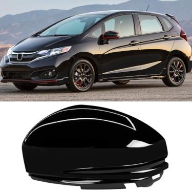 Imagem de Capa OWITAI Compatível com Honda Fit lado esquerdo do motorista 2014 2015 2016 2017 2018 2019, preto brilhante, substituição da capa do espelho retrovisor da porta sem luz de seta para ajuste do lado