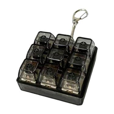 Imagem de MERIGLARE Mini chaveiro com teclado mecânico para adultos, brinquedo antiestresse com botão de clique para os dedos, Preto 6x6x3cm