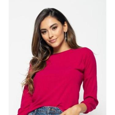 Imagem de Blusa Salvatore Fashion Morcego Gola Canoa Manga Longa Canelada Feminina-Feminino