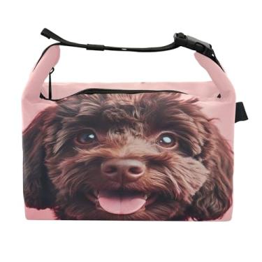 Imagem de TSENQUE Lancheira personalizada Happy Brown Poodle sorridente para adultos e mulheres lancheira com isolamento térmico macio personalizado para trabalho