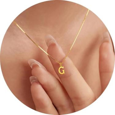 Imagem de Colar com pingente de inicial personalizada A-Z, joia minimalista de aço inoxidável para mulheres, pingente de alfabeto personalizado, F, Aço inoxidável, Sem Pedra Preciosa