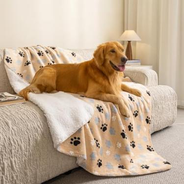 Imagem de AIWEK Cobertores de cachorro à prova d'água para animais de estimação, estampa de patas, super macio, quente, fofo, protetor de cama, sofá, carro, cama, lavável, à prova de urina, para cachorros, cães