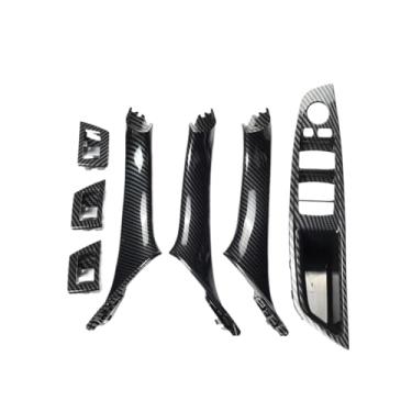Imagem de Maçaneta da porta interna do carro com padrão de fibra de carbono LHD/RHD compatível com BMW Série 5 F10 F11 520d 525d 530d 535i Painel interno da tampa da guarnição(Carbon RHD)