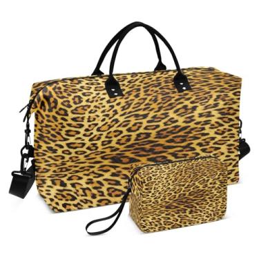 Imagem de CEBUGI Bolsa feminina acolchoada com estampa de leopardo, bolsa de viagem de fim de semana, bolsas hospitalares para trabalho de parto e parto