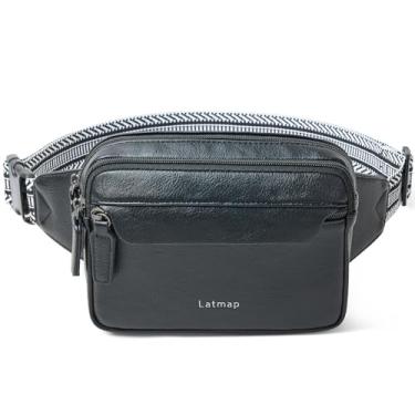 Imagem de LATMAP Pochetes 3L para mulheres, moda transversal, pochete com alça para todos os lugares, bolsa de cinto para treino, corrida, viagem, Preto