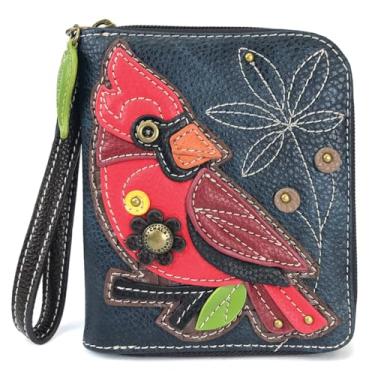 Imagem de CHALA Carteira com zíper, pulseira, 8 compartimentos para cartão de crédito, couro sintético resistente, Cardinal - azul-marinho, tamanho �nico