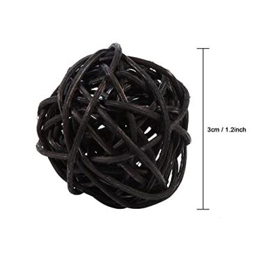 Imagem de GLOGLOW Ornamento Pendurado Bolas de Vime Enfeites Decorativos, Vime Natural, 20 Peças, 5 Cores, 3 Cm, para Casamento, Aniversário, Festa de Natal, Decoração de Casa, Decoração Diária (Preto)