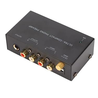 Imagem de Cryfokt Pré-Amplificador de Toca-discos Phono Com Operação de Baixo Ruído para Conversão de Sinal Sonoro de Alta Sensibilidade Em Material de Metal Preto para Amplificador de Toca-discos 100-240V,