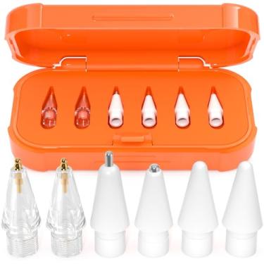 Imagem de AZF Pontas de substituição para Apple Pencil Pro/USB-C/2ª geração/pontas de 1ª geração com caixa de armazenamento, pontas de lápis de substituição de metal resistente ao desgaste para acessórios de