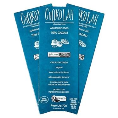 Imagem de Kit 3X: Chocolate 70% Cacau com Açúcar de Coco Orgânico CHoKolaH 80g