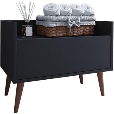 Imagem de Gabinete de Chão Armário Com Porta Multiuso Organizador Pia Banheiro (Preto)