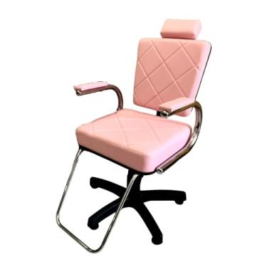 Imagem de Cadeira para Salão de Beleza e Barbearia Modelo Matelassê com Pistão a Gás e Base Estrela – Suporta até 130kg (ROSA BEBE)
