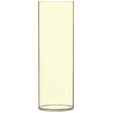 Imagem de Vaso cilíndrico amarelo claro Goldenrod buquê de flores personalizado bonito vaso alto plástico floral decoração de outono estética, 30 cm x 9,9 cm