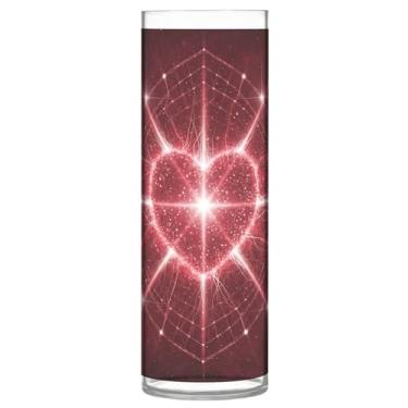 Imagem de CEBUGI Vaso de flores com padrão de coração, 10 x 30 cm, vaso cilíndrico para flores, vaso transparente inquebrável para festa de casamento, decoração de casa