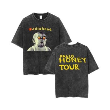 Imagem de Camiseta Unissex Oversized De Algodão Lavado Com Estampa Da Banda De R