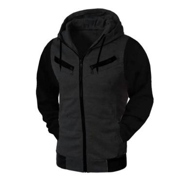 Imagem de Jaqueta Moletom Liso Lisa Capuz Canguru Zíper Bolso-Masculino