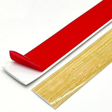 Imagem de GQQGSHOP Tiras de cobertura de piso de 1 m, tiras de transição de piso, barras de limite, tiras de união de perfil de transição de PVC autoadesivas, tira divisória de porta, divisor de piso (D, 40 mm