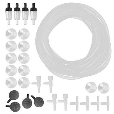 Imagem de aqxreight Válvula de Retenção de Tubo de Oxigênio para Aquário, Conjunto de Pedras de Bolha para Tanque de Peixes, Combinação de Acessórios para Aquário, Tubo de Oxigênio de 4 M/13,1 Pés e Conector