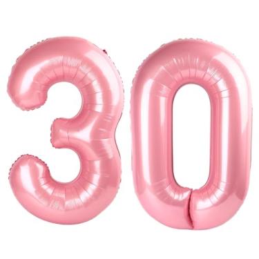 Imagem de Balão rosa perolado número 30 de 101 cm, balão número 30, 101 cm, decorações de festa de aniversário de 30 anos para meninos ou meninas, suprimentos de festa de aniversário de Mylar enorme