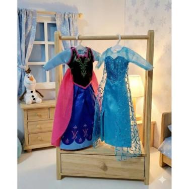 Imagem de Kit 2 Vestidos de Princesa para Boneca Estilo Barbie | Modelos Irmãs Encantadas Azul Gelo e Azul Real com Capa | Roupas para Bonecas 28-30cm | Brinquedo Criativo e Fantasia Infantil