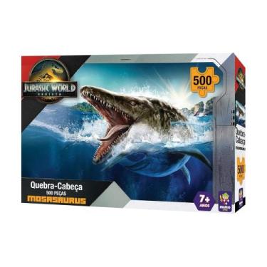 Imagem de Quebra-cabeça 500 peças Mosassaurus Jurassic World Rebirth Mimo Toys -