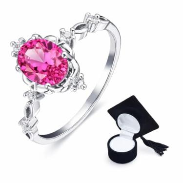 Imagem de Anel De Formatura Prata Banhado Prateado Profissões Profissão (Rosa Marsala, 19)