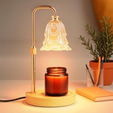 Imagem de EPIMA Lâmpada aquecedor de velas com temporizador e regulador, aquecedores elétricos de cera para velas perfumadas com 5 configurações de brilho, lâmpada antirreflexo com altura ajustável, decoração