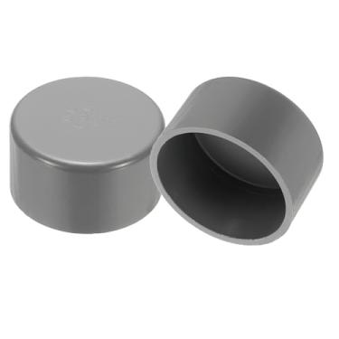 Imagem de PATIKIL Tampas de extremidade de tubo de PVC, pacote com 2 tampas de tubo de 6,3 cm de diâmetro, encaixes de soquete adaptador para construir móveis faça você mesmo linha de água de prateleira de