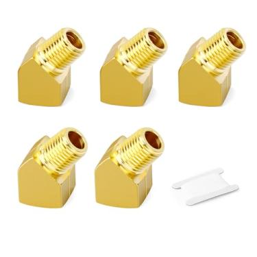 Imagem de GORAGUCHI 5 peças de latão 45 graus Barstock Street cotovelo, 3/20.3 cm NPT macho x 3/20.3 cm NPT fêmea encaixe de tubulação, para combustível/ar/água/gás/óleo
