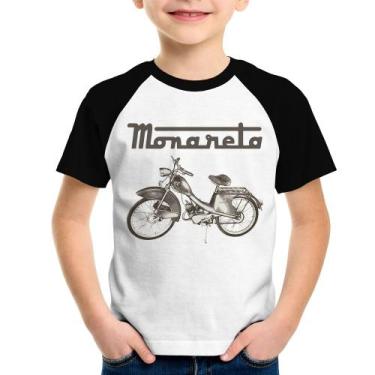Imagem de Camiseta Raglan Infantil Ciclomotor Monareta - Foca na Moda, Branco, P