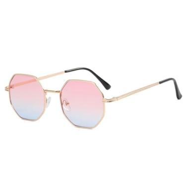 Imagem de Óculos de Sol Unissex com Armação Metálica e Lentes Degradê em Cores Candy, Proteção UV400, Ideais para Esportes ao Ar Livre, Corrida e Ciclismo, nas Cores Dourado, Rosa e Azul.