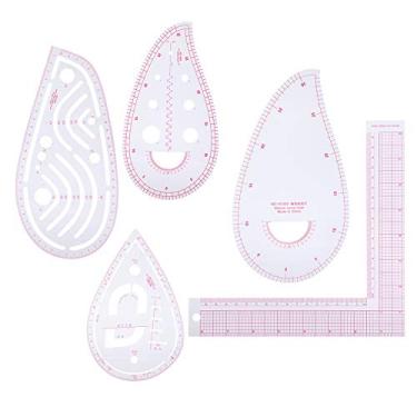 Imagem de CUOFYUNL Conjunto de régua curva de 5 unidades, escala multifuncional integrada, roupas em formato de L, medição projetada