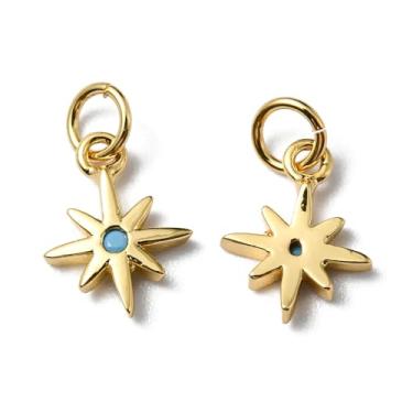 Imagem de Pingentes de estrela de zircônia cúbica de latão de 2 peças, banhado a ouro 18 K, joias pequenas, pingentes para brincos faça você mesmo, colares, pulseira, corrente, joias para fazer artesanato