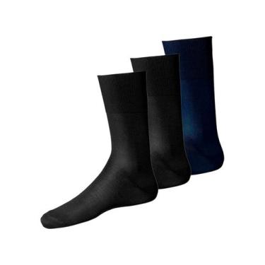 Imagem de Kit com 3 Pares de Meias Social Lupo 1100-011/049 Colorido, Azul marin