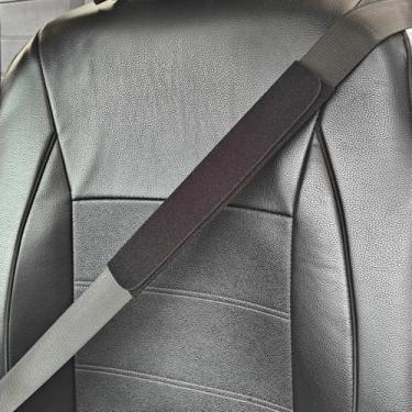 Imagem de BOOTY XUENA Almofada de cinto de segurança de 3 camadas com núcleo de neoprene de 2 mm, design de gancho e laço de instalação rápida, conforto sem pressão, capa de alça de ombro de carro sem atrito
