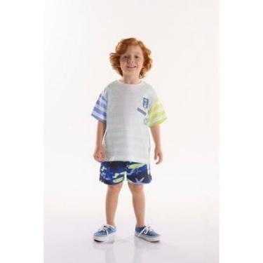 Imagem de Conjunto Infantil para Menino oMar com Camiseta e Short Três e Já-Masculino